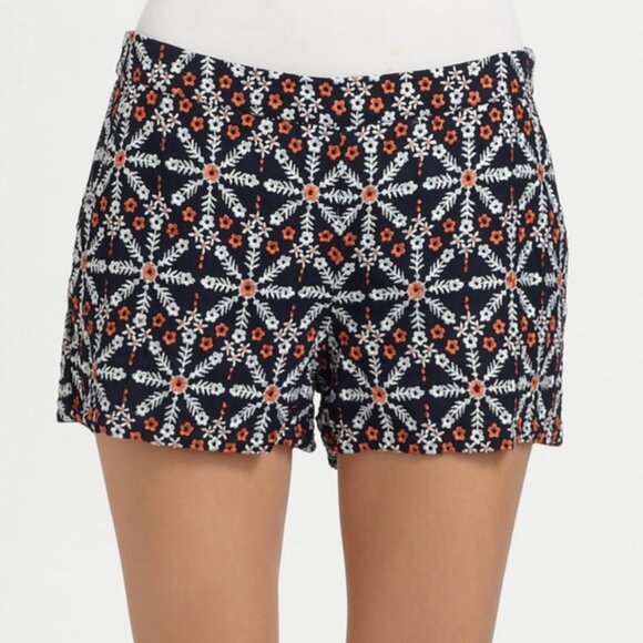 Joie Pants - JOIE Jacobella Embroidered Shorts Navy Orange White Floral Size 2 NWT